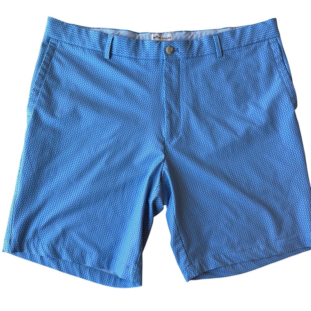 Peter Millar Salam Golf Shorts Blue Bird Pattern Size 38 9Inch Performance Crown
